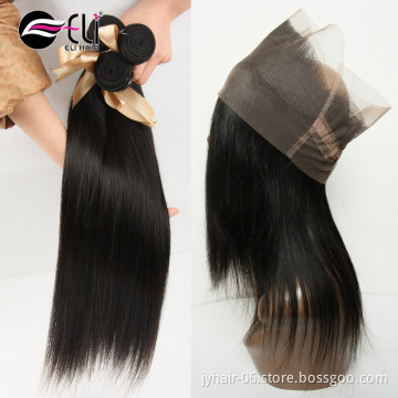 Wholesale virgin Brazilian hair 360 lace frontal closure, 360 lace frontal with bundles